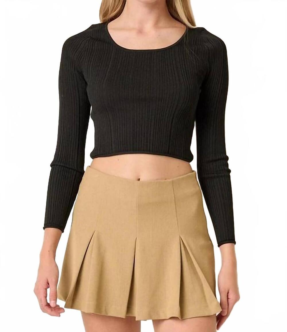 NEW MITTOSHOP scoop neck rib knit sweater in black